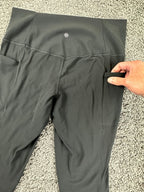 Athleta Salutation Stash 7/8 Women Black Pocket Leggings Sz L