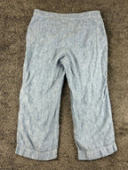 Lauren Ralph Lauren Womens 12 Blue Chambray Linen Wide Leg Crop Pants Pockets