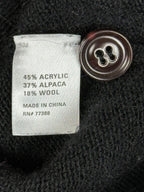 Wallace Madewell Womens Black Alpaca Wool Elbow Patch Cardigan Sweater Size M