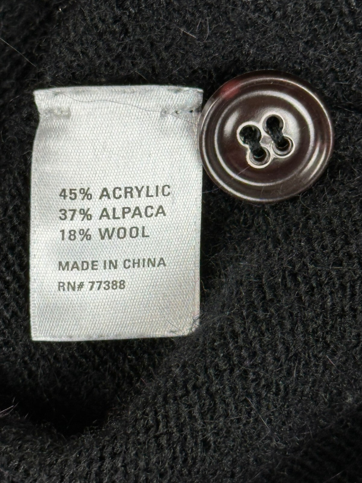 Wallace Madewell Womens Black Alpaca Wool Elbow Patch Cardigan Sweater Size M