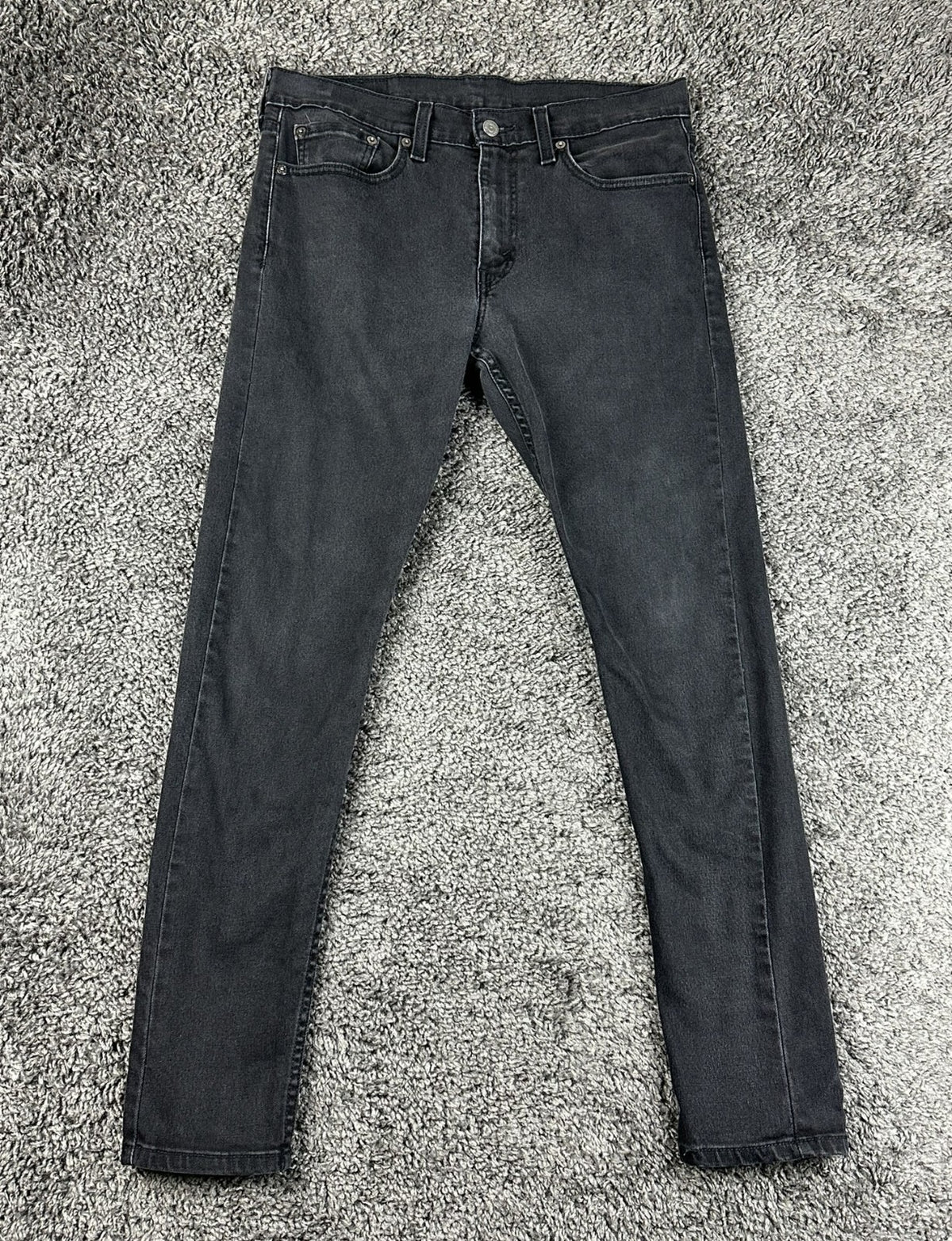 Levis Mens 32x30 Black Skinny Taper Jeans Washed Denim 5 Pocket Casual Pants