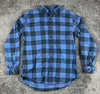 LL Bean Mens Scotch Plaid Flannel Shirt Slightly Fitted Blue Cotton Sz Medium
