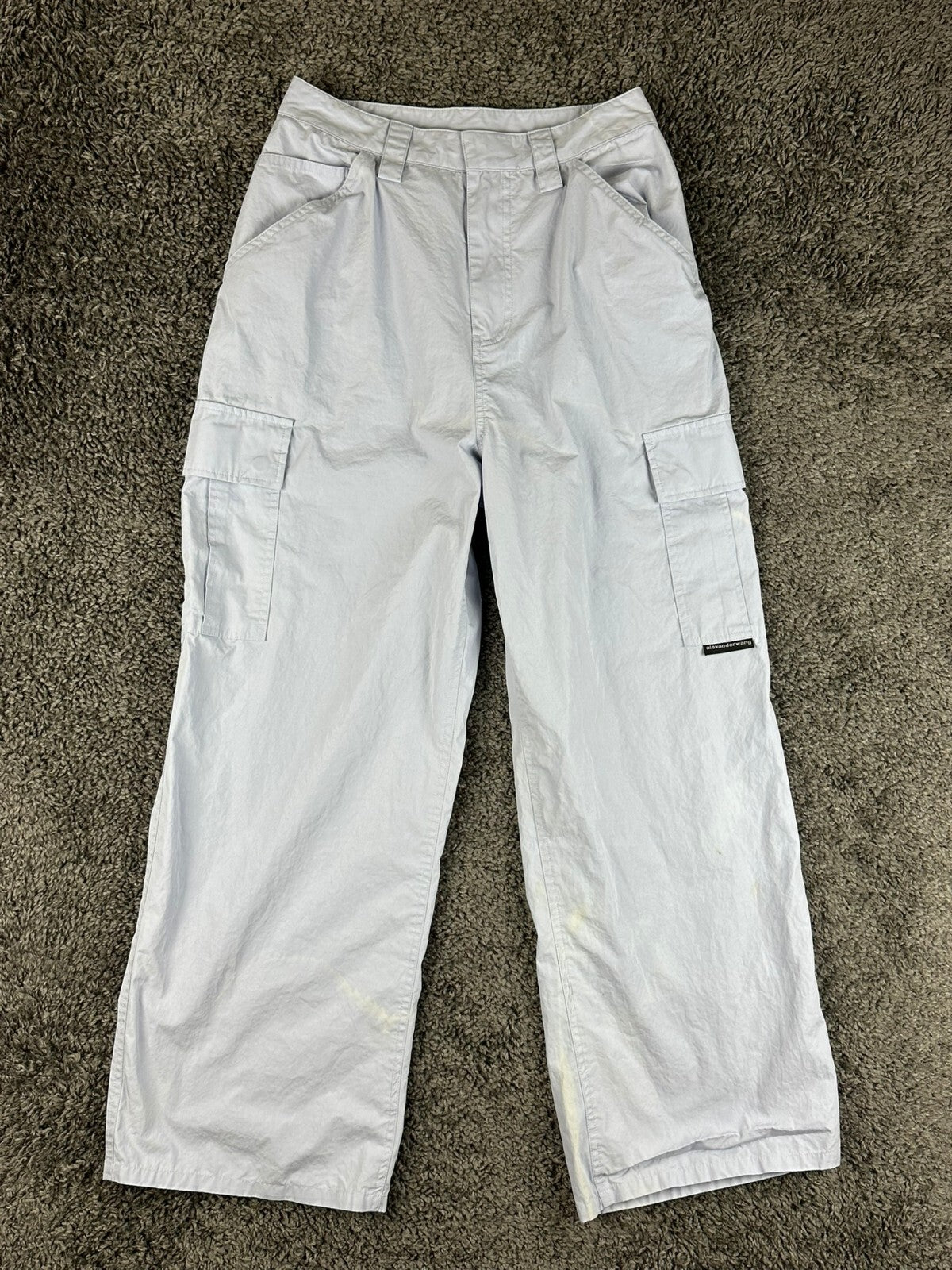 Alexander Wang Womens M High-Waisted Cotton Cargo Pants Light Blue