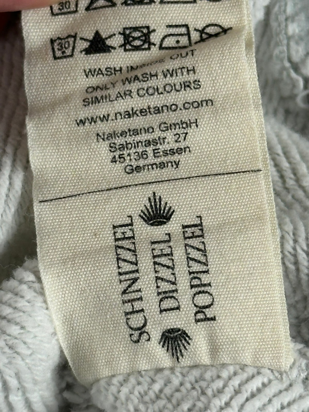Naketano Womens Gray Cowl Neck Hoodie Pullover Sweatshirt Owl Rope Patch Sz M
