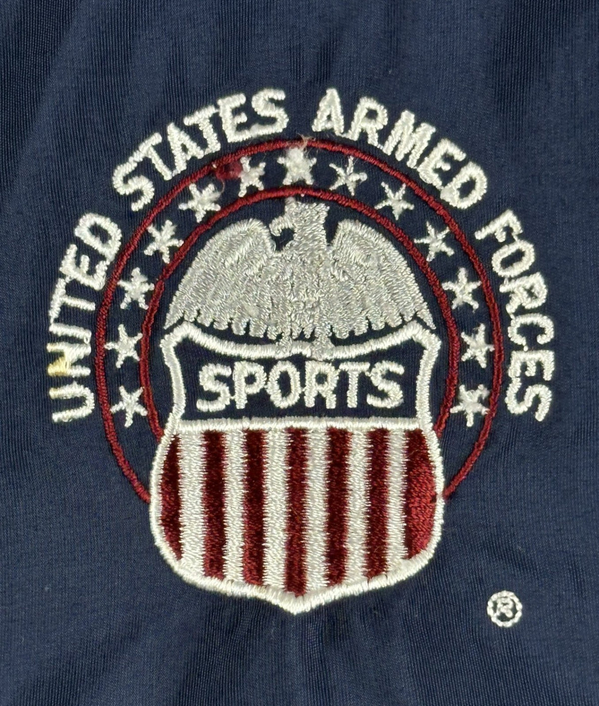 Vintage 90s Jammin Mens L USA Armed Forces Sports Track Jacket Navy Red USA Made
