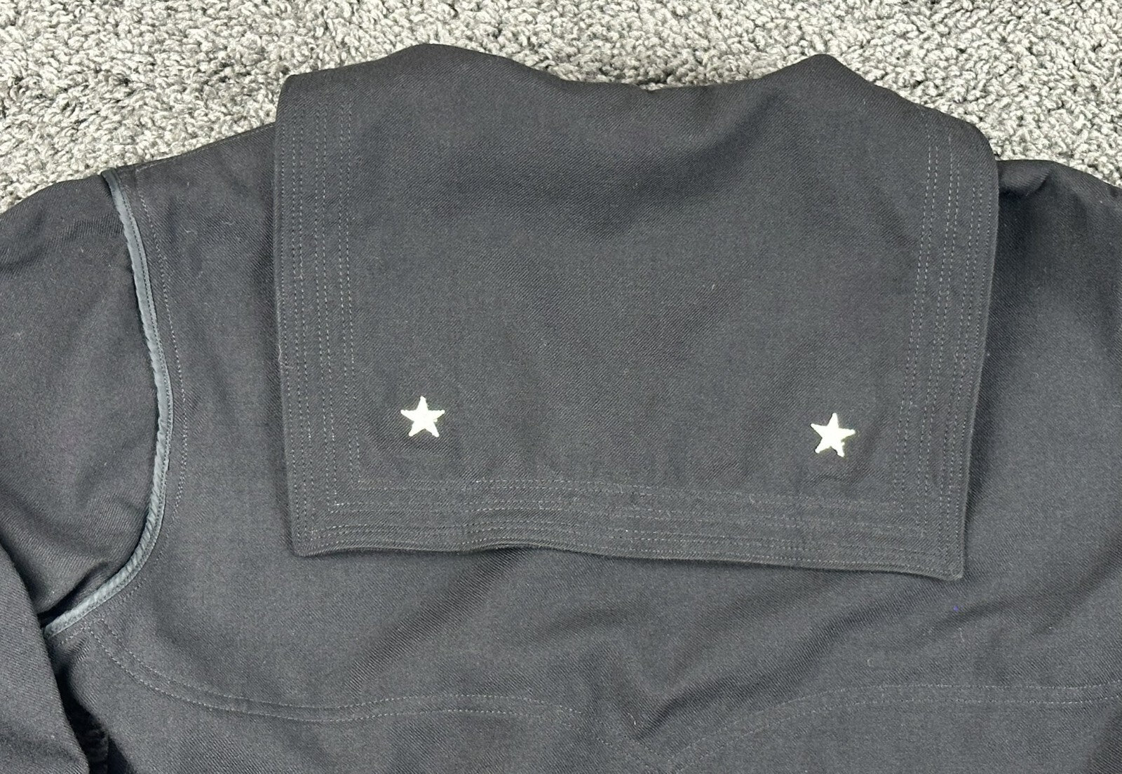 Vintage US Navy Dress Blue Jumper Men Black Wool Sailor Uniform Shirt Top Sz 38L