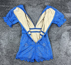 Saylor x Free People Bliss Womens M Royal Blue & Nude Lace V-Neck Romper