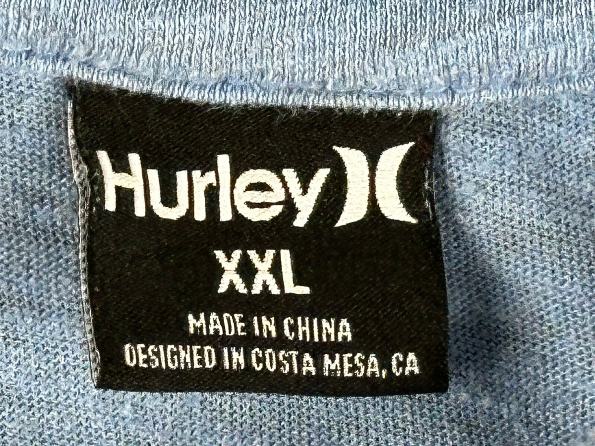 Hurley Mens XXL Polo Shirt Blue Heathered Short Sleeve Casual Cotton Blend Top