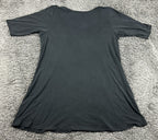 Eileen Fisher Black Stretch Silk Jersey Scoop Neck Short Sleeve Tunic Top Sz XL
