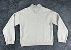 EllandEmm Womens Sweater Beige XS Mock Neck Button Pullover Quiet Luxury