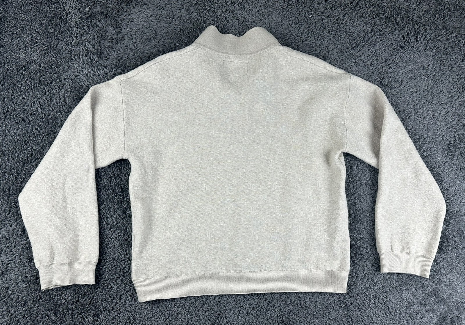 EllandEmm Womens Sweater Beige XS Mock Neck Button Pullover Quiet Luxury
