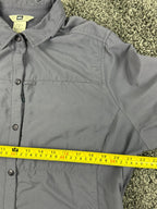 REI Sahara Womens Hiking Shirt Gray UPF 40+ Roll Tab Convertible Sleeve Sz XL