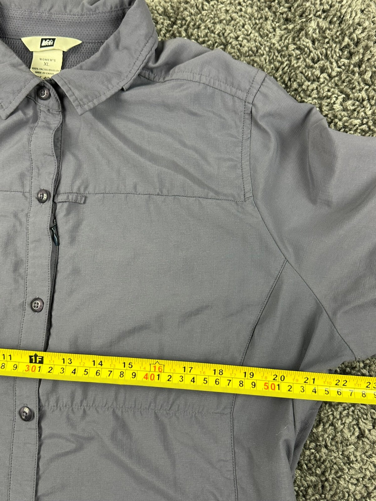 REI Sahara Womens Hiking Shirt Gray UPF 40+ Roll Tab Convertible Sleeve Sz XL