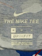Nike Dri-Fit Mens M Blue Camo Sleeveless Tank Top Red Swoosh Graphic