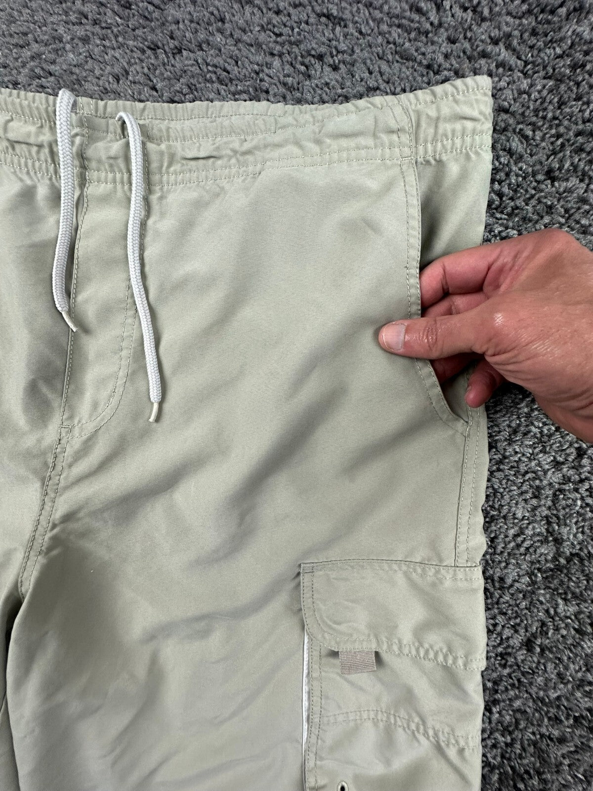 Vintage Quiksilver Cargo Shorts Men 41 Waist Tan Drawstring Y2K Sz L