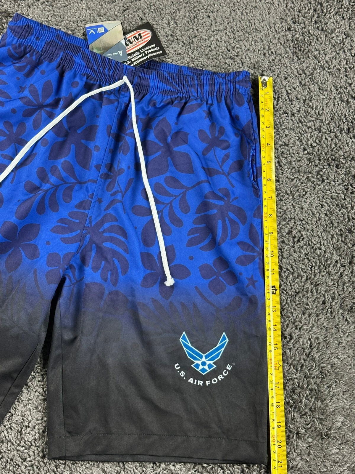 US Air Force Board Shorts Swim Trunks Hawaiian Floral Ombre JWM USAF 2XL NWT