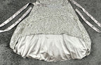 Betsy & Adam Womens 6 Silver Metallic Lace Rhinestone Tulle Cocktail Party Dress
