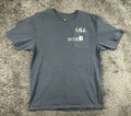 Carhartt x Sworn To Us Pocket T-Shirt Mens M Blue Graphic Flames Old English K87
