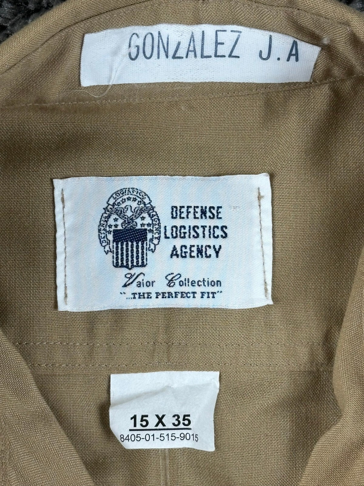 USMC Marine Corps Khaki Long Sleeve Service Shirt DLA Military Wool Blend 15/35