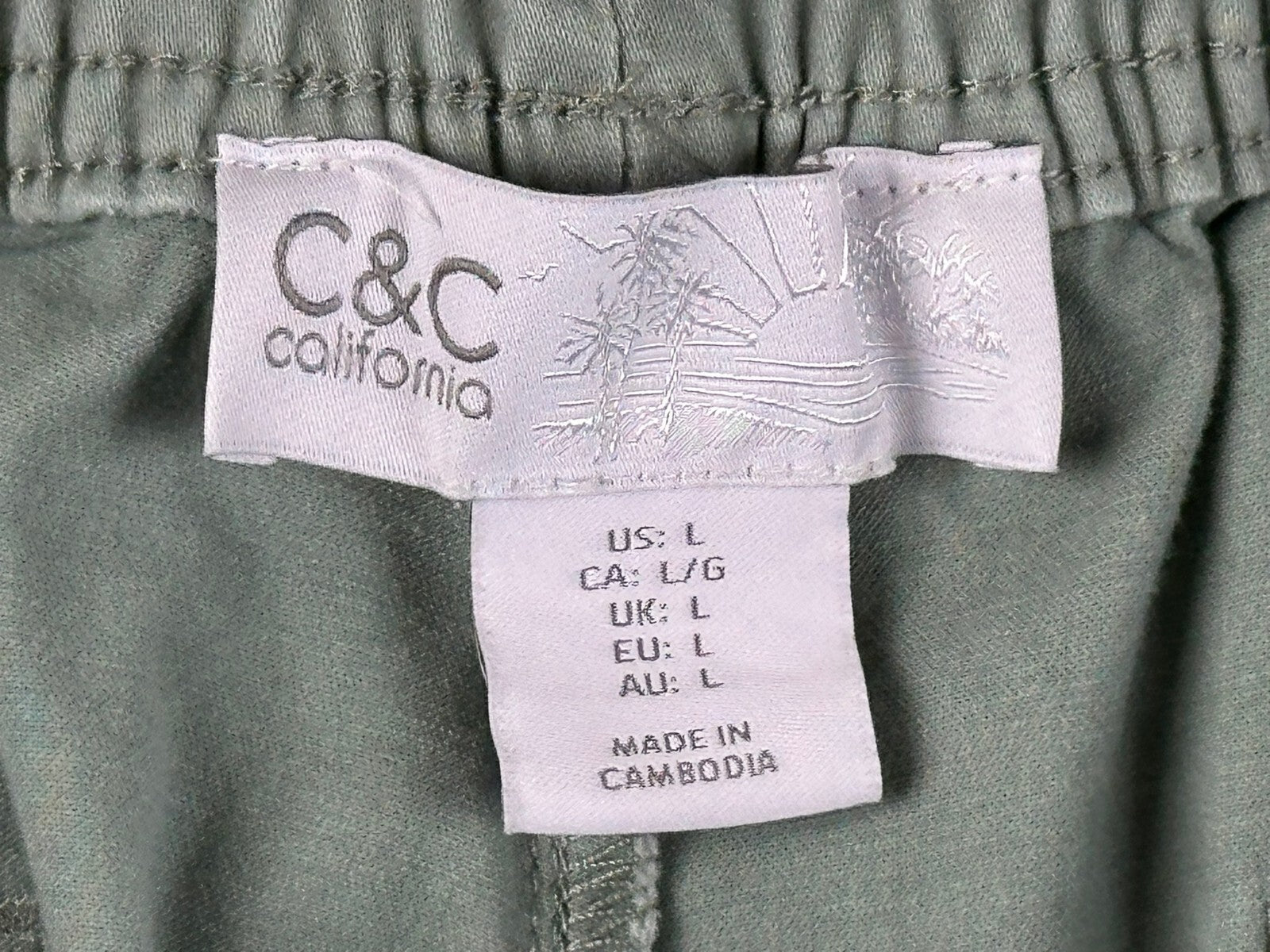 C&C California Women Jogger Pants Sage Green Elastic Waist Drawstring Size L