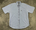 Vintage Façonnable Mens L Blue Plaid Short Sleeve Shirt USA