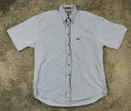 Vintage Façonnable Mens L Blue Plaid Short Sleeve Shirt USA
