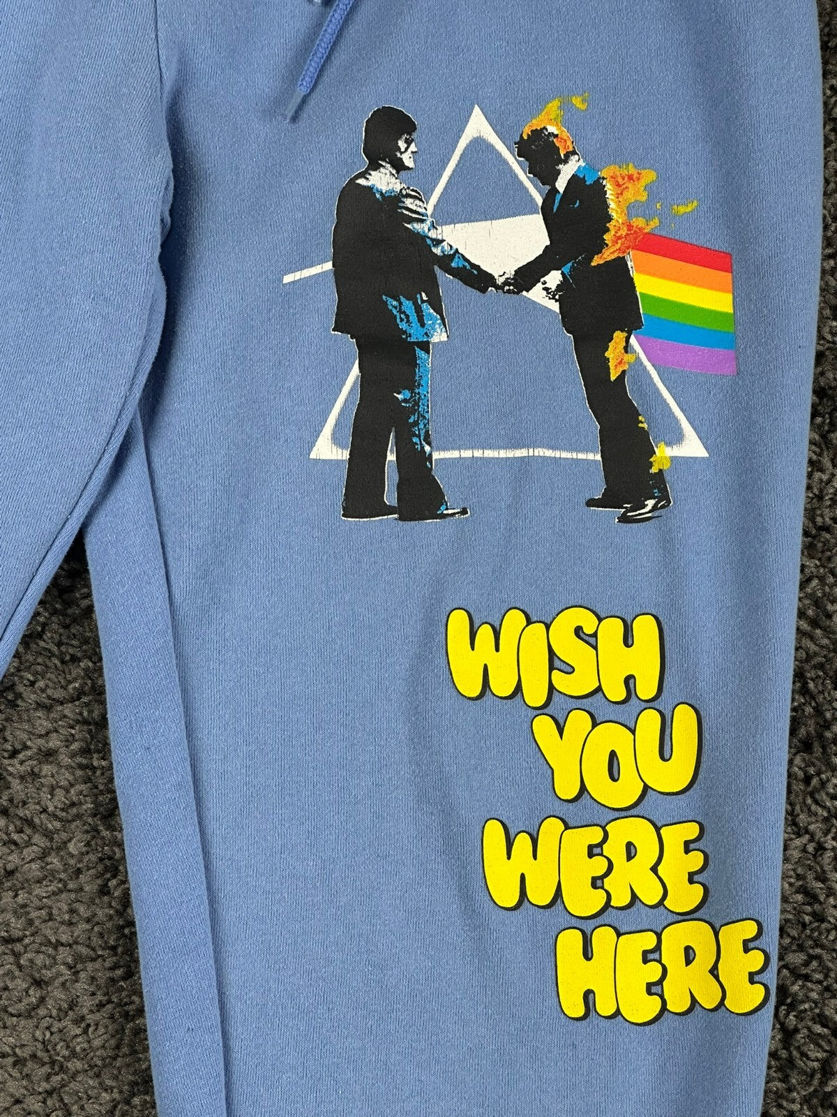 Pink Floyd Wish You Were Here Sweatpants Unisex Blue Graphic Joggers Sz L