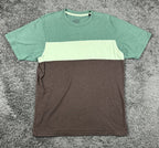 prAna Men's Colorblocked Organic Cotton T-Shirt Green Brown White Large