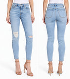 Good American Womens 0/25 Light Wash Good Legs Low Crop Skinny Jeans