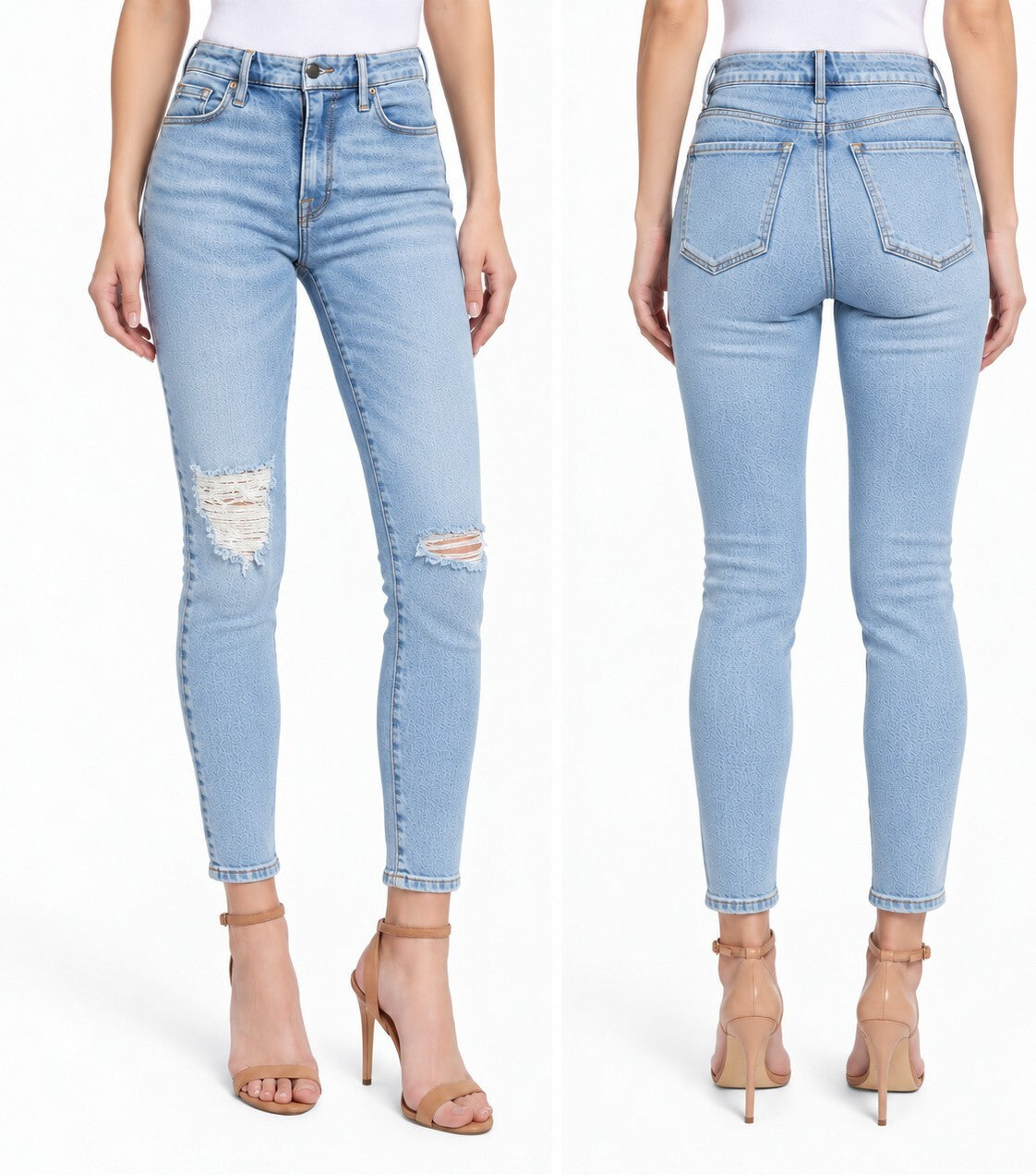Good American Womens 0/25 Light Wash Good Legs Low Crop Skinny Jeans