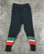 Rocawear Carlton Cable Knit Joggers Mens L Black Striped Sweatpants Sweater Knit