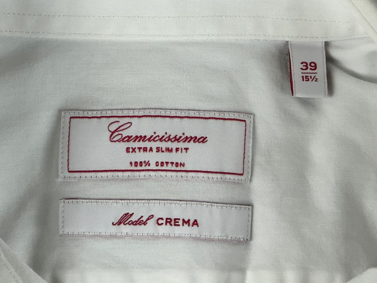 Camicissima Milano Dress Shirt Mens 39/15.5 White Extra Slim Fit Model Crema