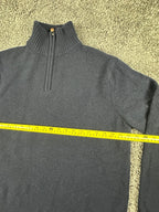 J.Crew Mens XL Navy Blue 100% Lambswool 1/4 Zip Mock Neck Sweater