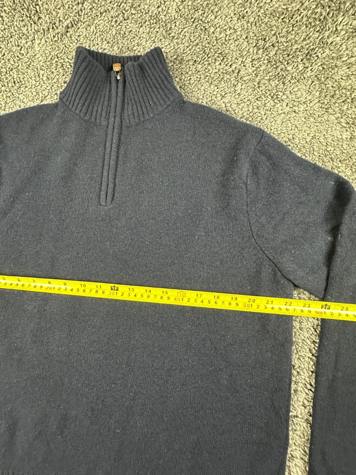 J.Crew Mens XL Navy Blue 100% Lambswool 1/4 Zip Mock Neck Sweater