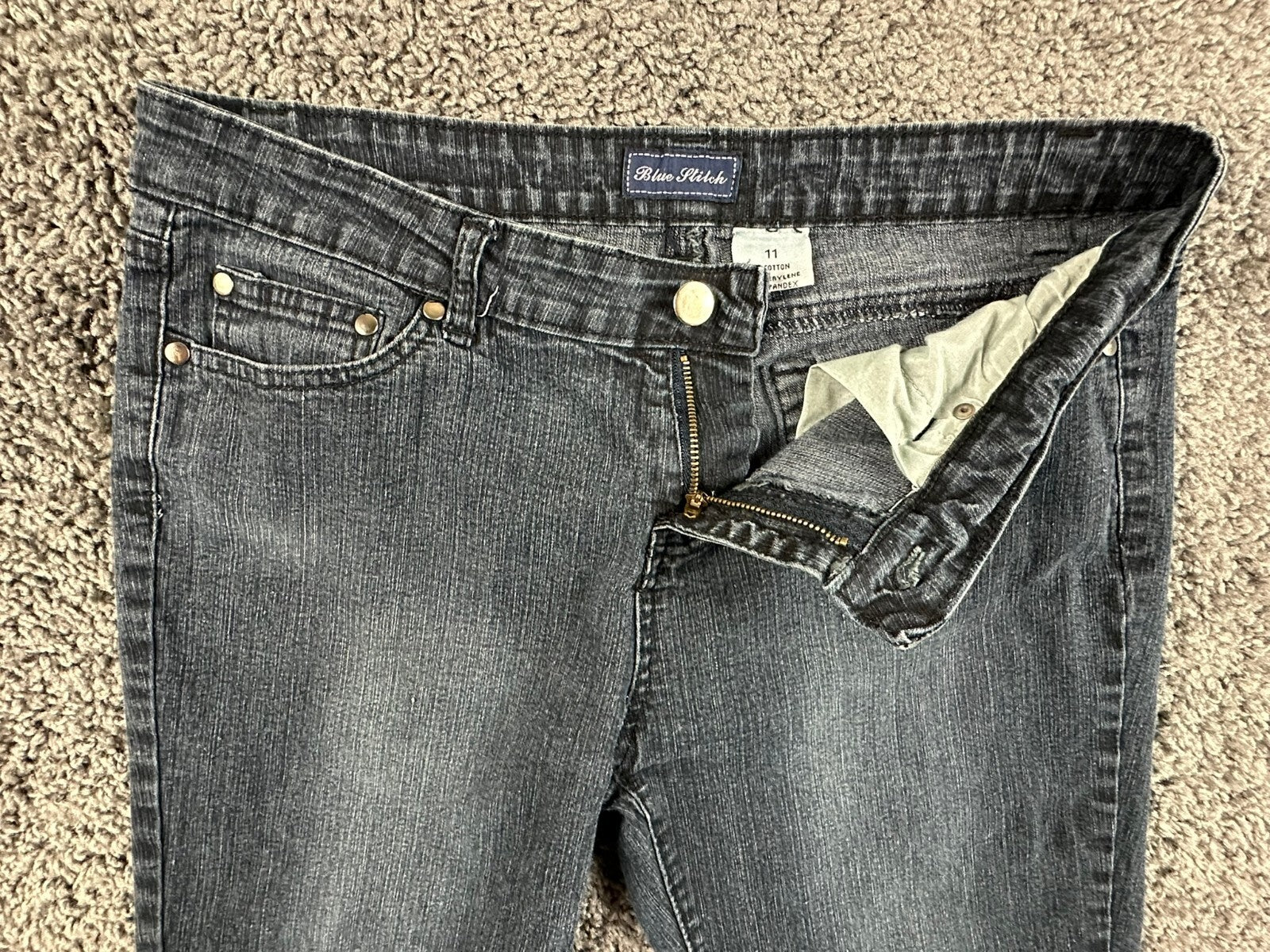 Blue Stitch Womens Jeans Size 11 Dark Wash Stretch Straight Leg Denim Pants