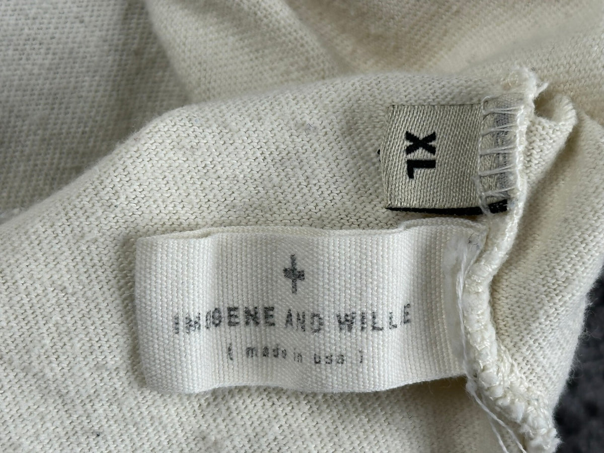 Imogene + Willie Mens XL Off-White Cotton Short Sleeve T-Shirt Tee Made in USA