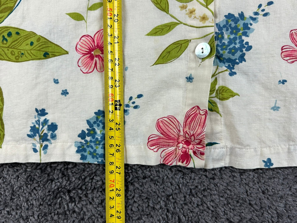 Hot Cotton by Marc Ware Women's 100% Linen Floral Short Sleeve Shirt XL