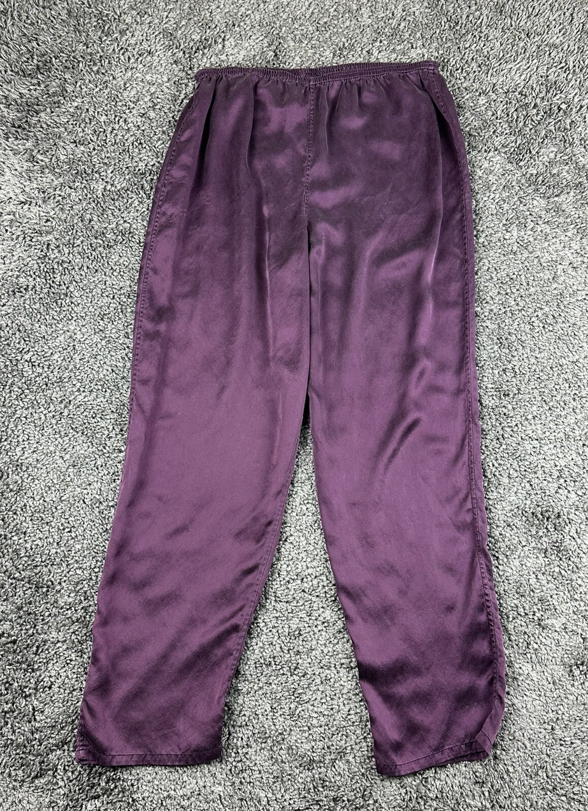 Citron Santa Monica Womens Silk Pants Small Purple Elastic Waist Trousers
