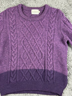 Blarney Woollen Mills Aran Originals Irish Merino Wool Sweater Purple XL