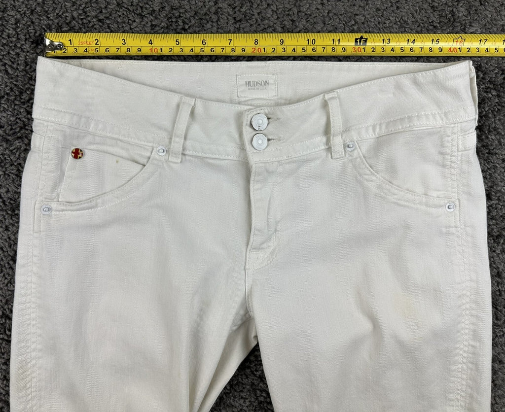 Hudson Womens Size 30 White Stretch Denim Bootcut Jeans Double Button
