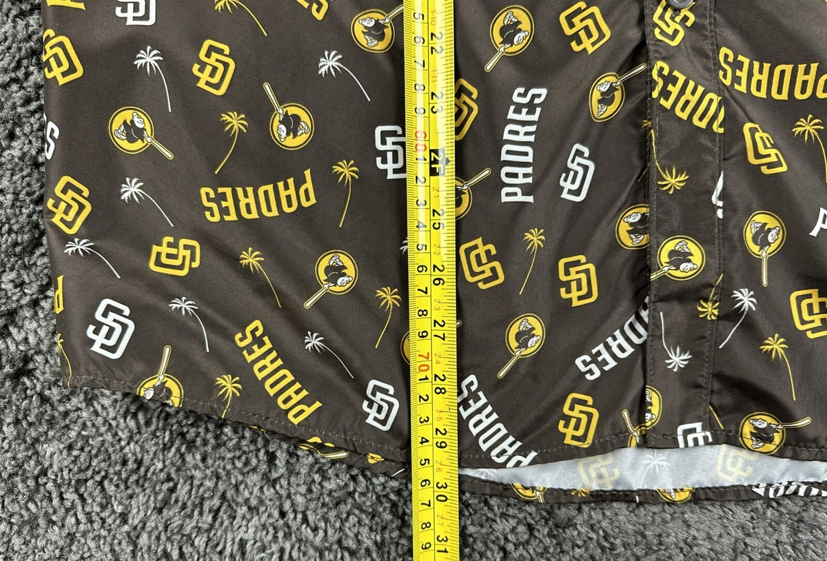 San Diego Padres Men's Large L BDA Hawaiian Shirt Button Up All Over Print SGA