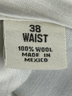 Pronto Uomo Mens Dress Pants Black 100% Wool Pleated Cuffed Trousers Size 38x29