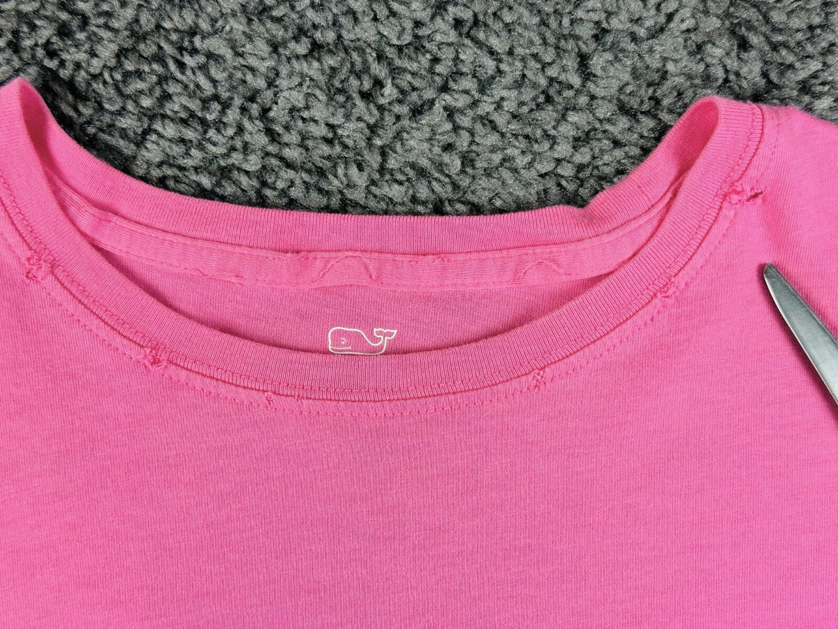 Vineyard Vines Womens S Pink Lacrosse Graphic Long Sleeve Pocket T-Shirt