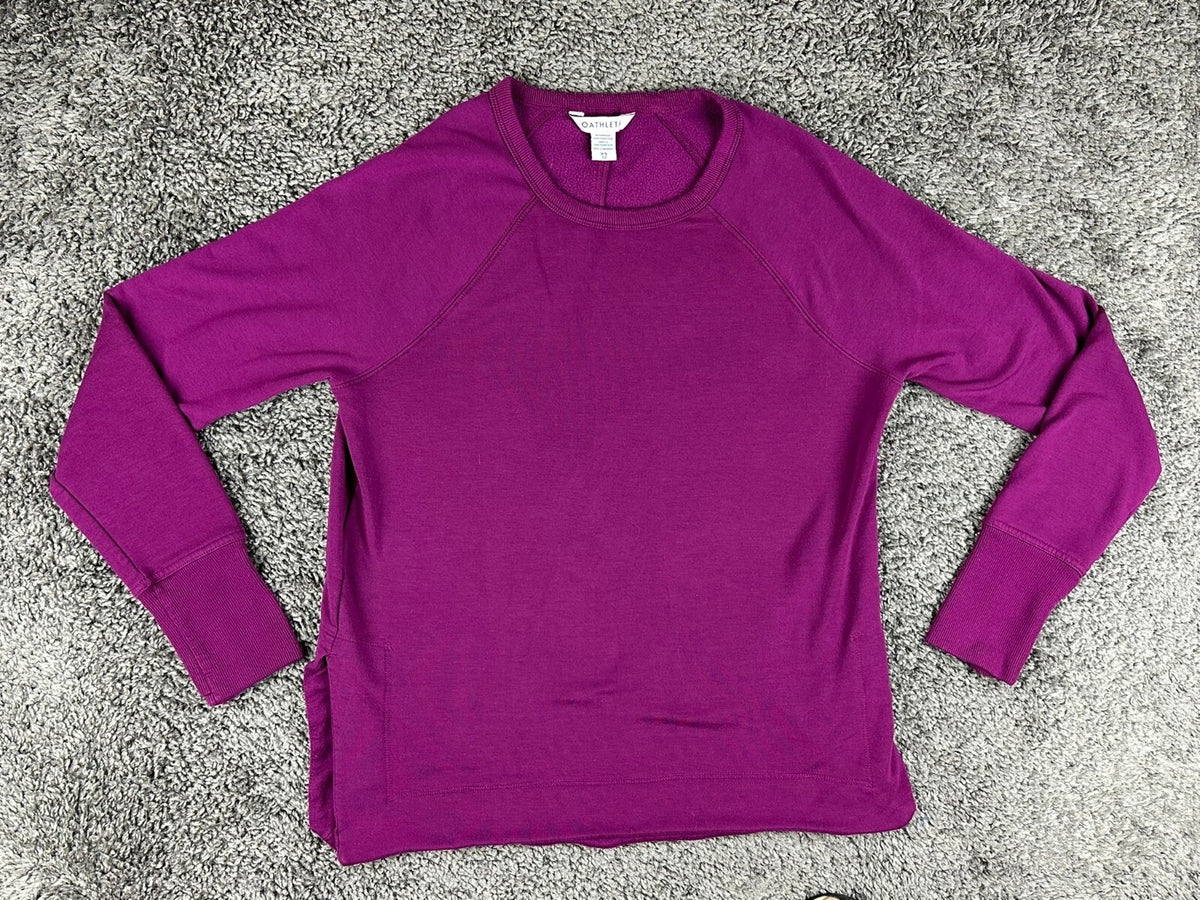 Athleta Womens XS Magenta Purple Coaster Luxe Recover Sweatshirt Thumbholes