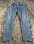 Levis 501 Mens Jeans Blue Original Straight Button Fly Medium Wash Denim 38x32