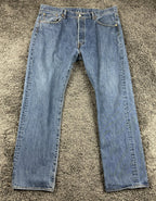 Levis 501 Mens Jeans Blue Original Straight Button Fly Medium Wash Denim 38x32