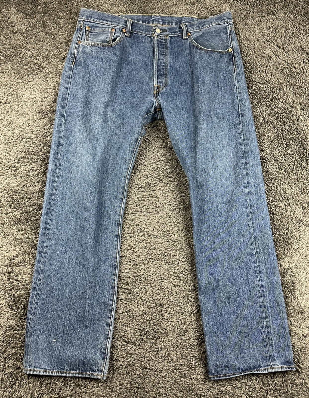 Levis 501 Mens Jeans Blue Original Straight Button Fly Medium Wash Denim 38x32