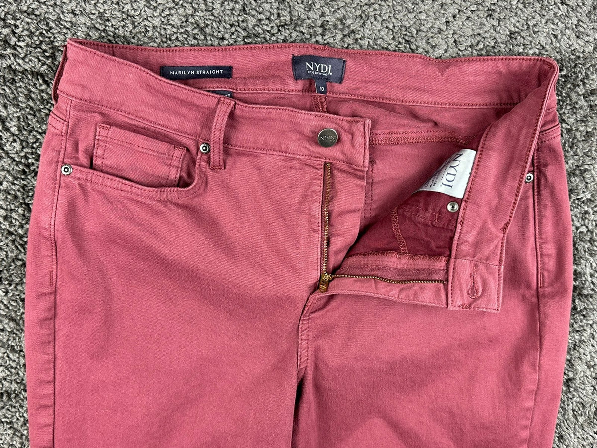 NYDJ Marilyn Straight Pants Womens 10 Dusty Rose Mauve Husk Stretch Jeans