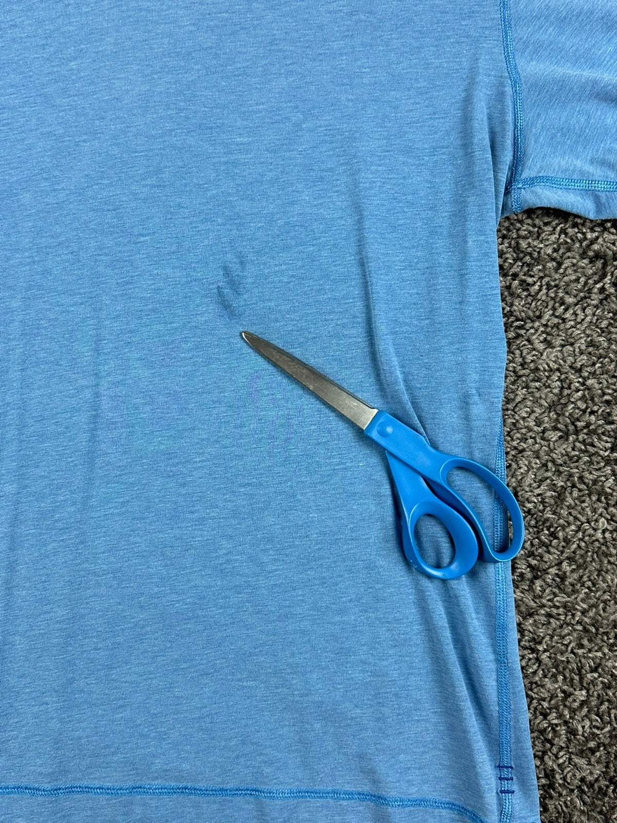 Lululemon Womens Short Sleeve Athletic Shirt Heather Blue Gym Running Tee Sz S