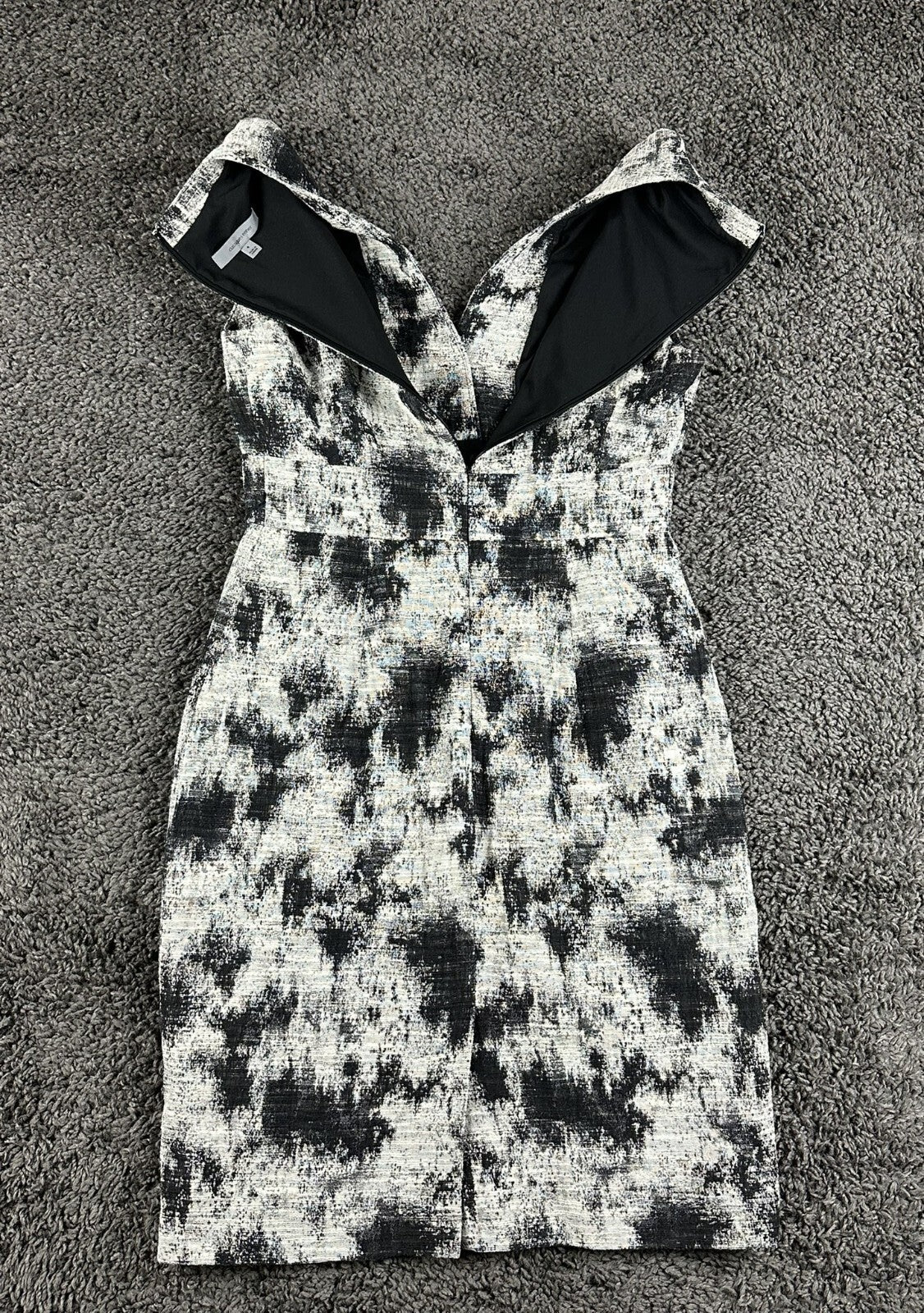 Classiques Entier Dress Women Black White Abstract Sleeveless Lined Zip Sz 4